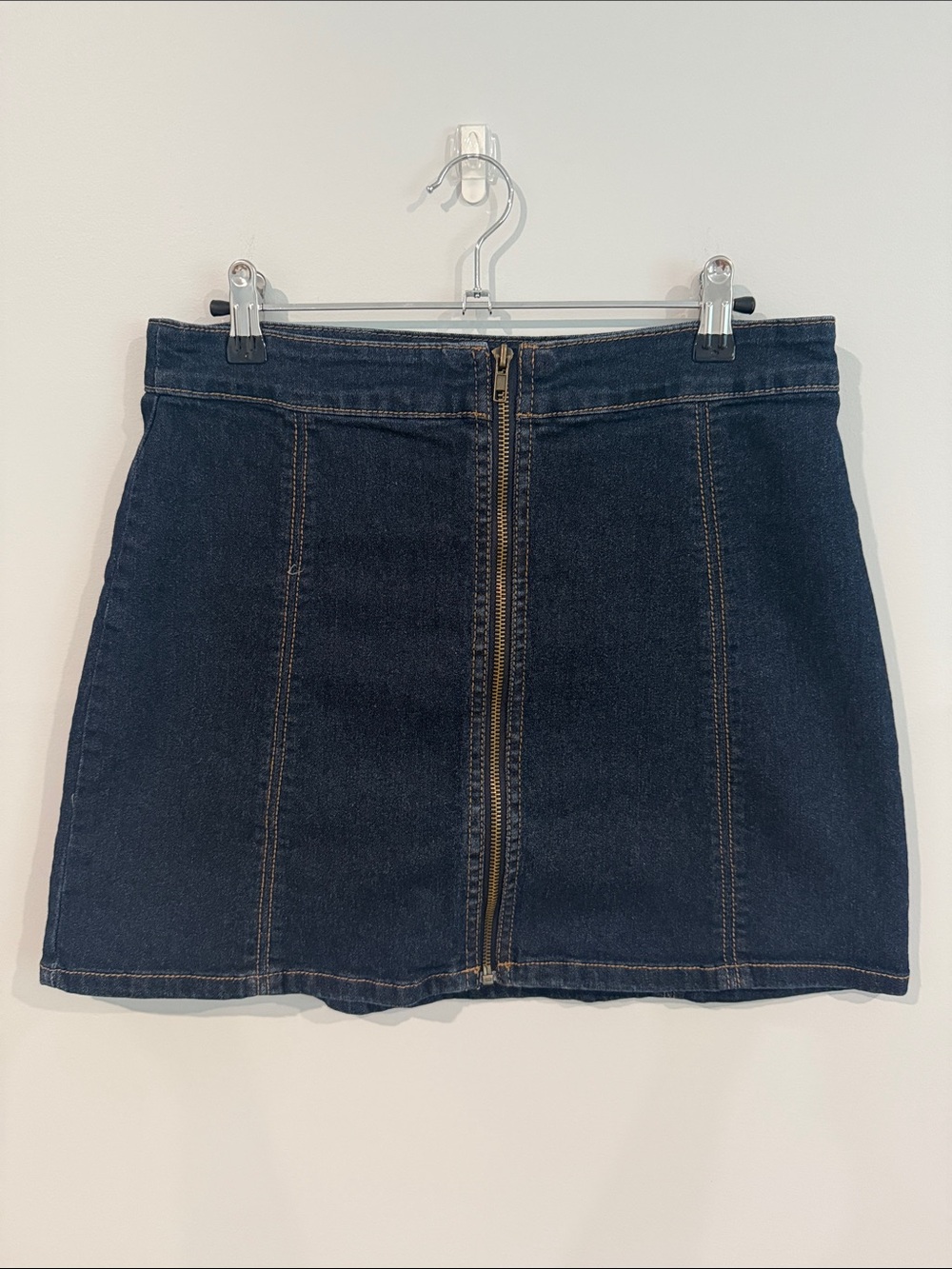 Forever 21 Dark Blue Denim Zip-Front Mini Skirt